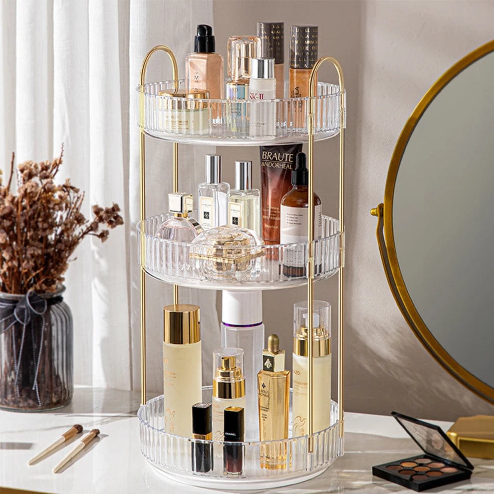 CRYSTAL 3 TIER ROTATING COSMETICS ORGANIZER