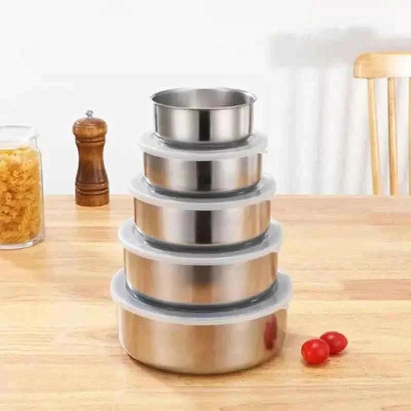 5-PIECE STAINLESS STEEL MIXING BOWLS SET WITH SECURE LIDS