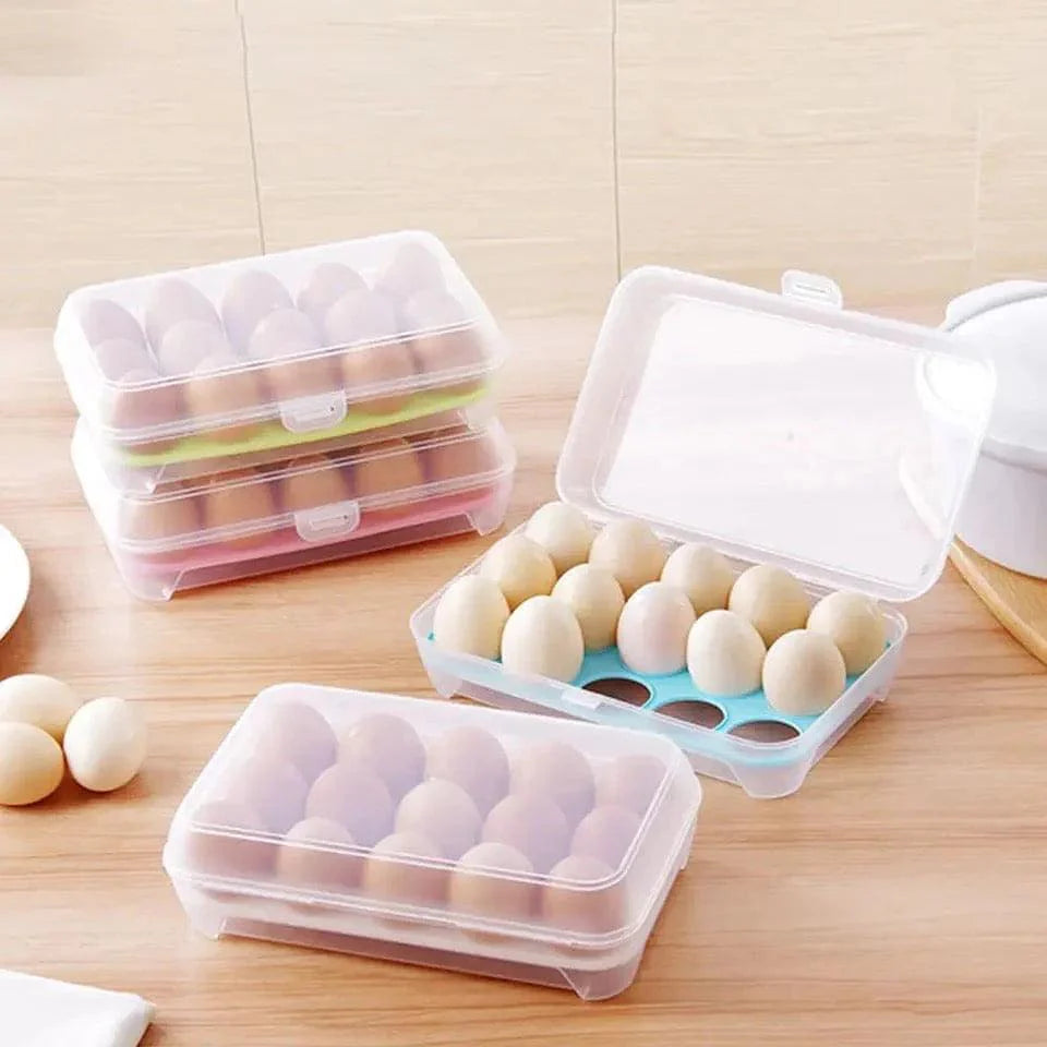 TRANSPARENT FRIDGE EGG STORAGE BOX WITH 15 GRIDS