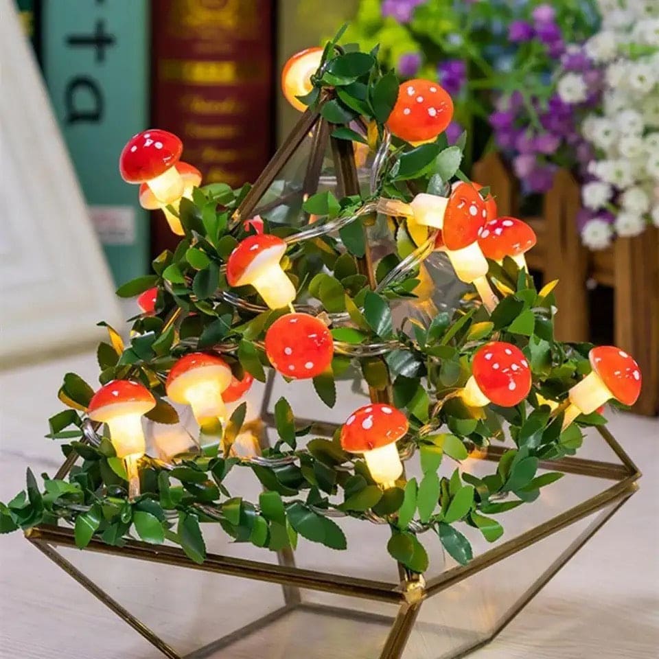 COLORFUL 3D MUSHROOM LED STRING LIGHTS SET OF 10