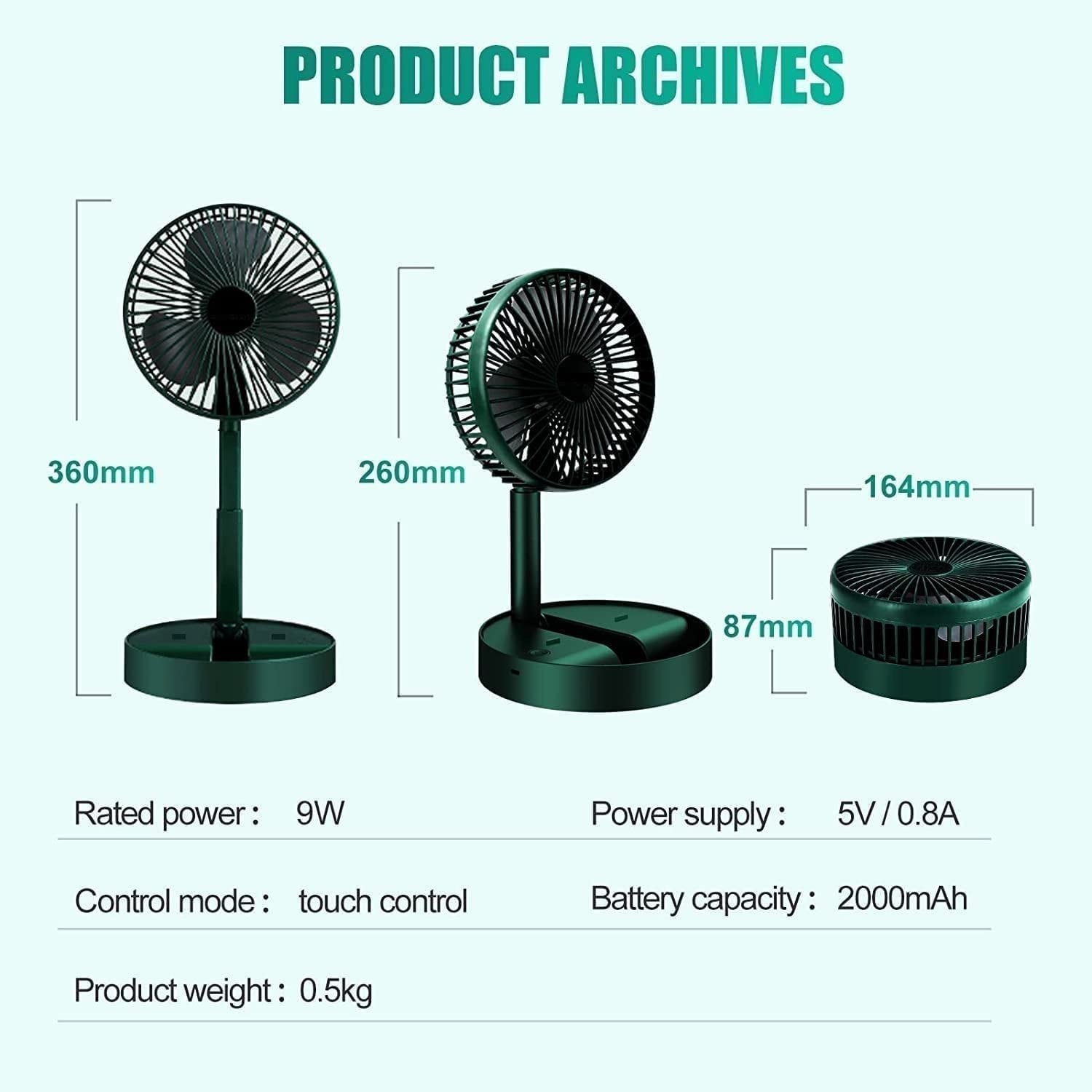 PRODESIRE™ TELESCOPIC RECHARGEABLE FOLDING FAN (IMPORTED)