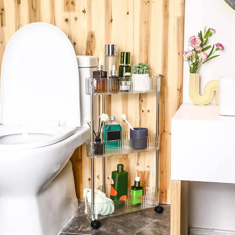 ACRYLIC CORNER TROLLEY WITH WHEELS