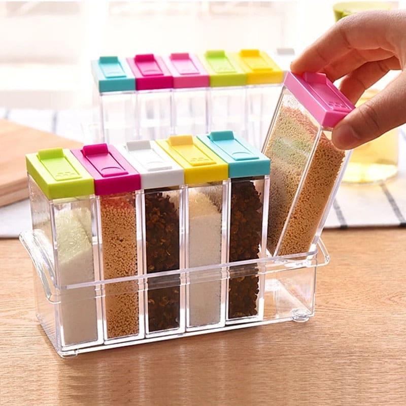 MULTIPURPOSE 6 PCS SPICE BOX ORGANIZER WITH HOLDER