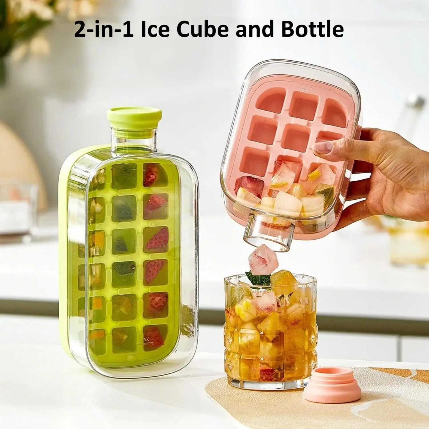 PRODESIRE™ 2-in-1 ICE CUBE TRAY ICE CUBES BOTTLE WITH STRAW