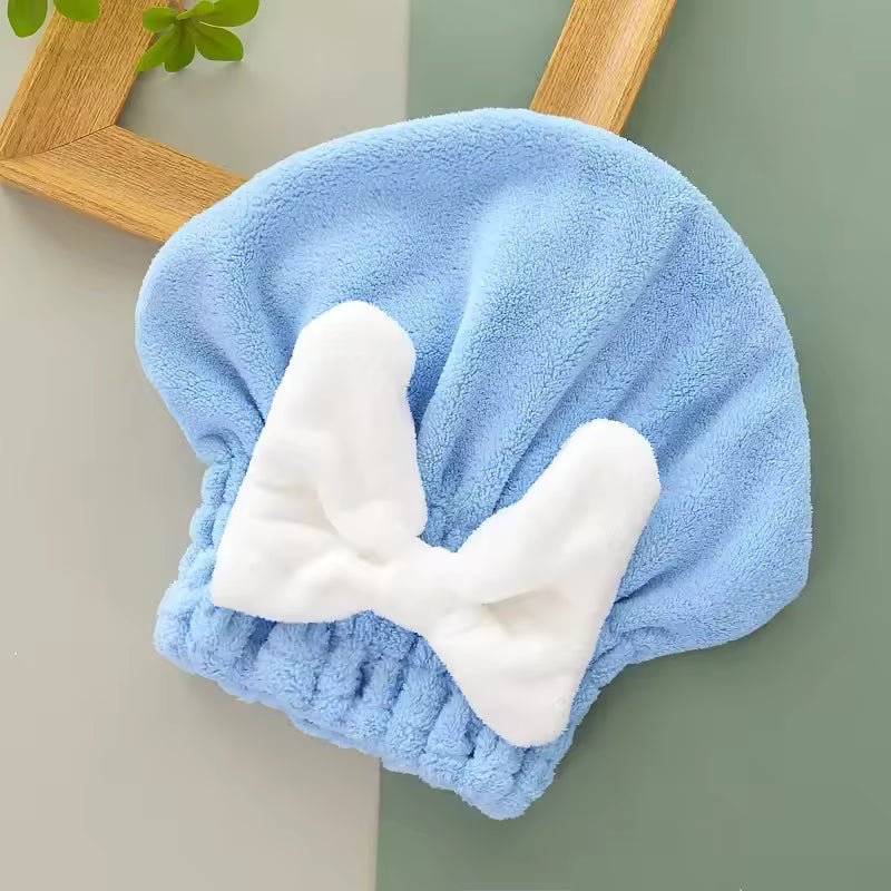 QUICK DRY SHOWER CAP WITH STYLISH BOW KNOT