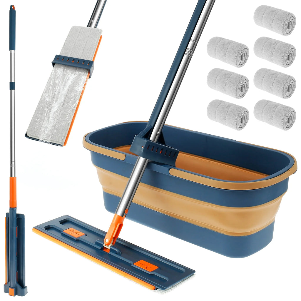 PRODESIRE™ PREMIUM FLAT MOP WITH FOLDING SILICONE BUCKET (IMPORTED)