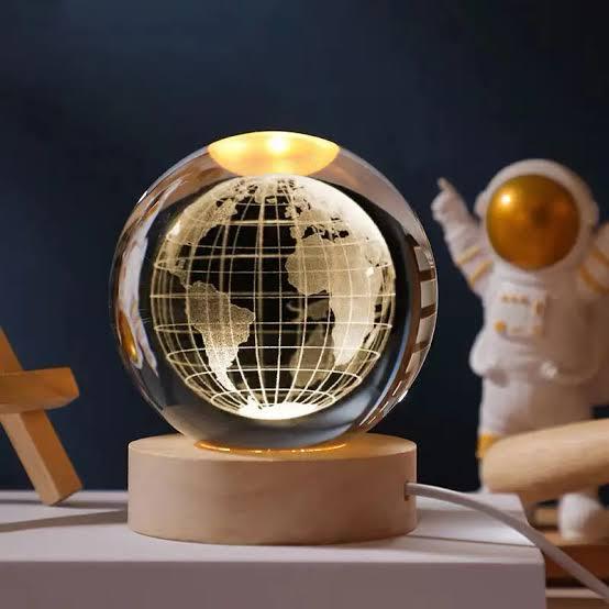 PRODESIRE™ 3D CRYSTAL GALAXY BALL NIGHT LAMP WITH WOODEN BASE