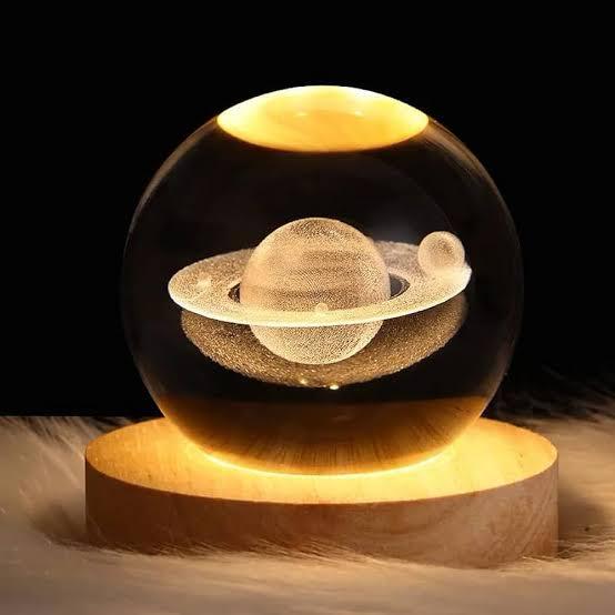 PRODESIRE™ 3D CRYSTAL GALAXY BALL NIGHT LAMP WITH WOODEN BASE
