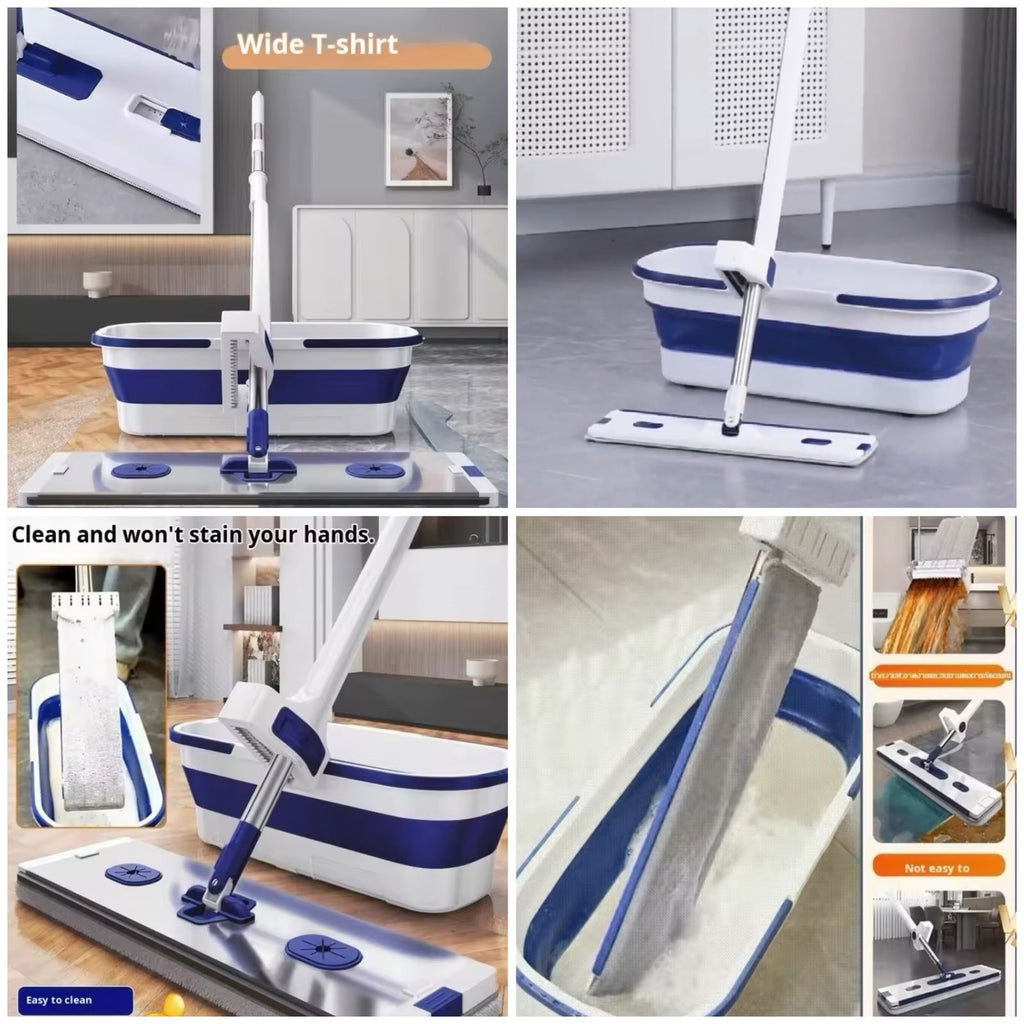 PRODESIRE™ PREMIUM FLAT MOP WITH FOLDING SILICONE BUCKET (IMPORTED)