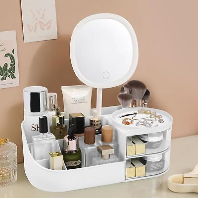 DESKTOP COSMETICS STORAGE BOX WITH MIRROR