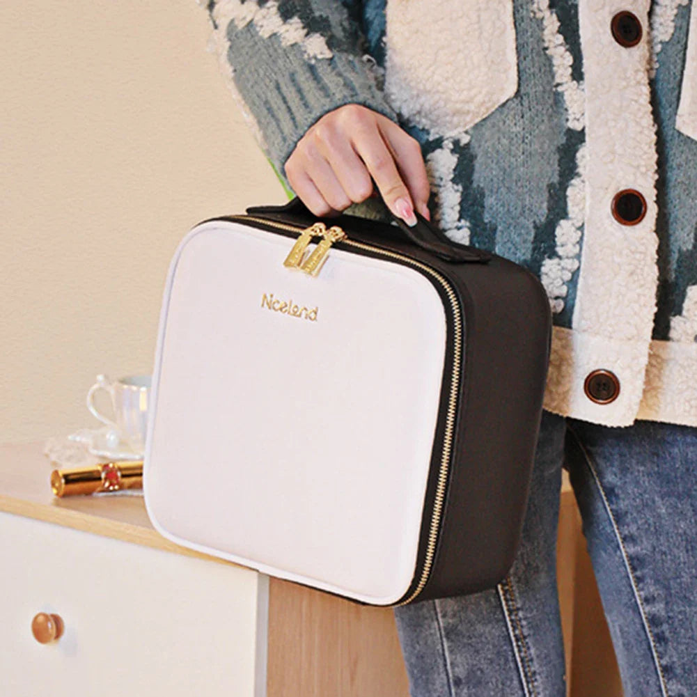 LED MIRROR MAKEUP CASE FOR TRAVEL AND STORAGE