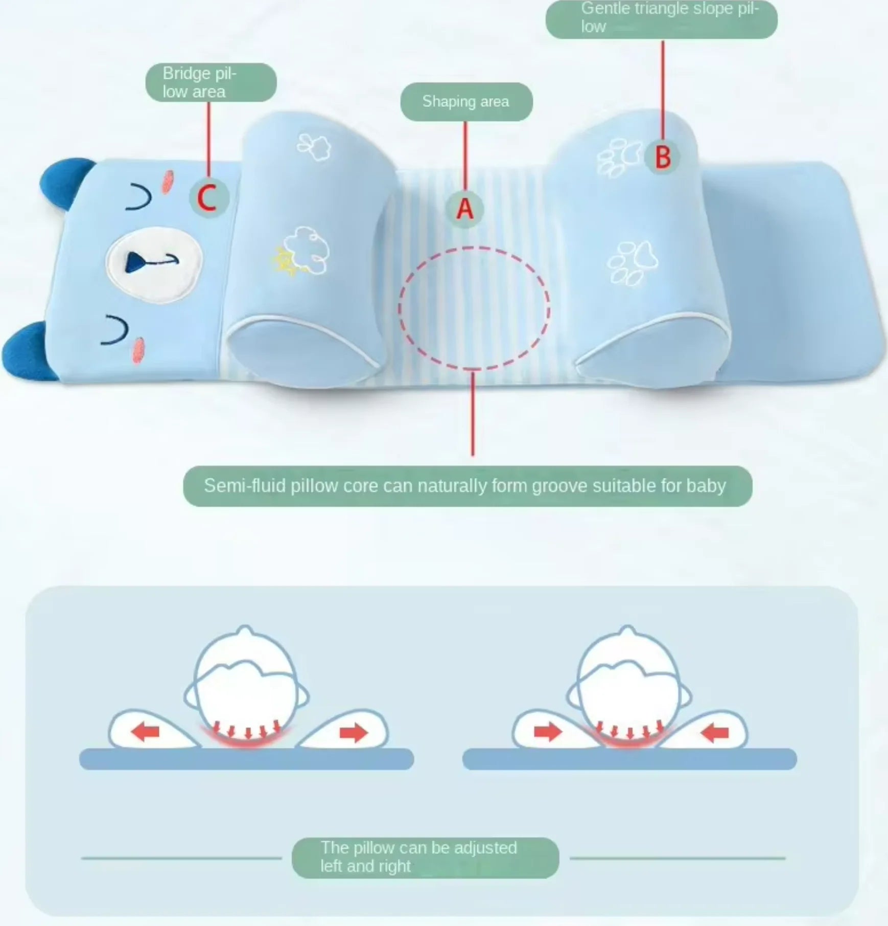 NEW BORN BABY PILLOW WITH ADJUSTABLE SUPPORT FOR HEAD SHAPING