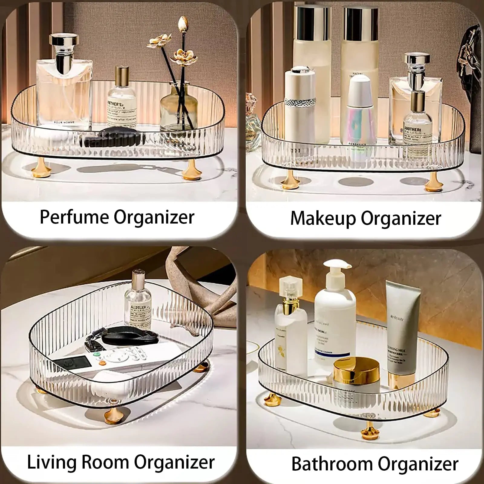 CLEAR DESKTOP ACRYLIC COSMETICS STORAGE TRAY