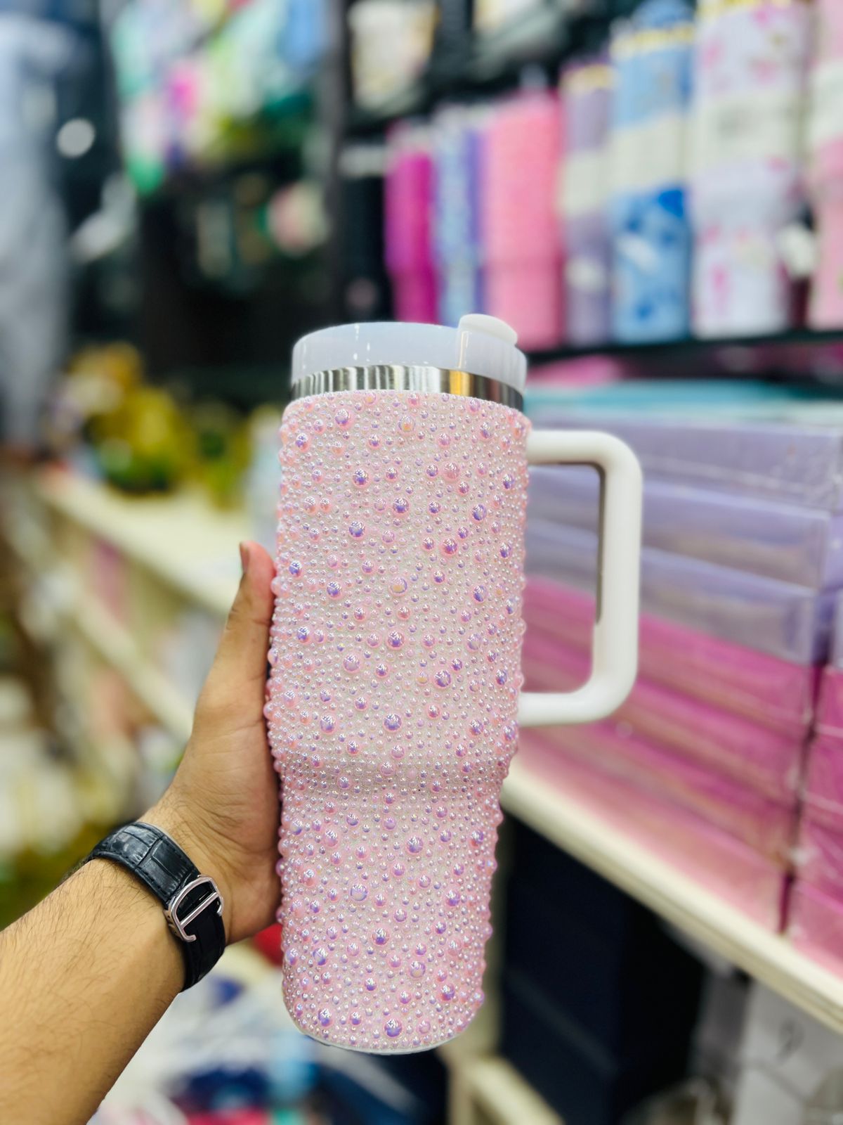 PEARL RHINESTONE TUMBLER (STAINLESS STEEL)