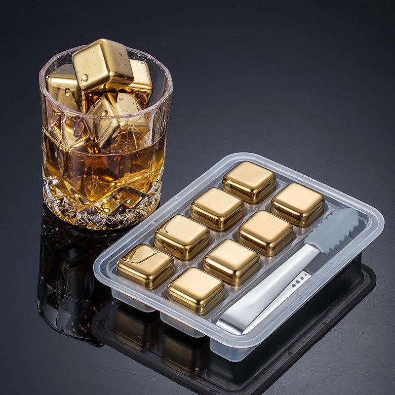 REUSABLE STAINLESS STEEL ICE CUBES ICE PELLETS COOLING STONES COOLER FOR DRINK BAR TOOL
