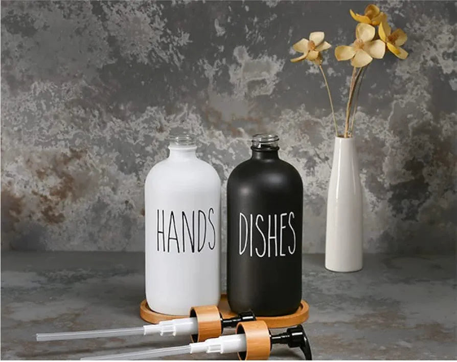 HAND AND DISH SOAP DISPENSER GLASS MATERIAL (PAIR)