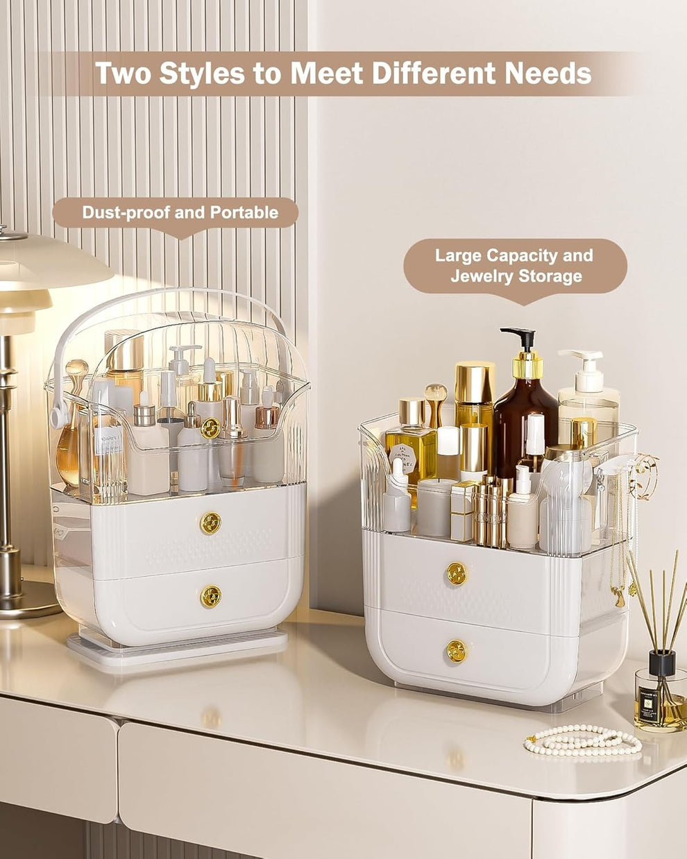 DRAWER LUXURIOUS VANITY COSMETICS STORAGE ORGANIZER BOX