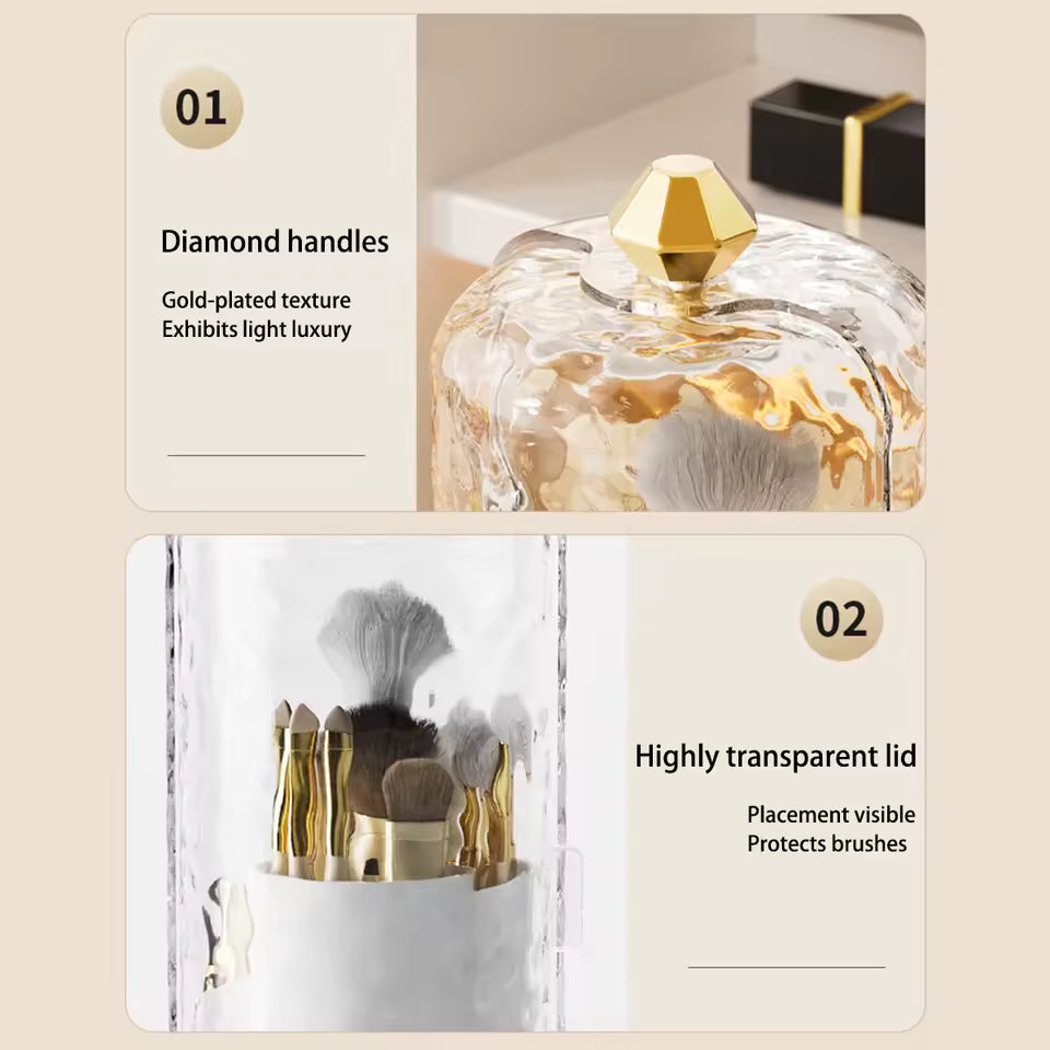 ROTATING MAKEUP BRUSH HOLDER WITH COVER