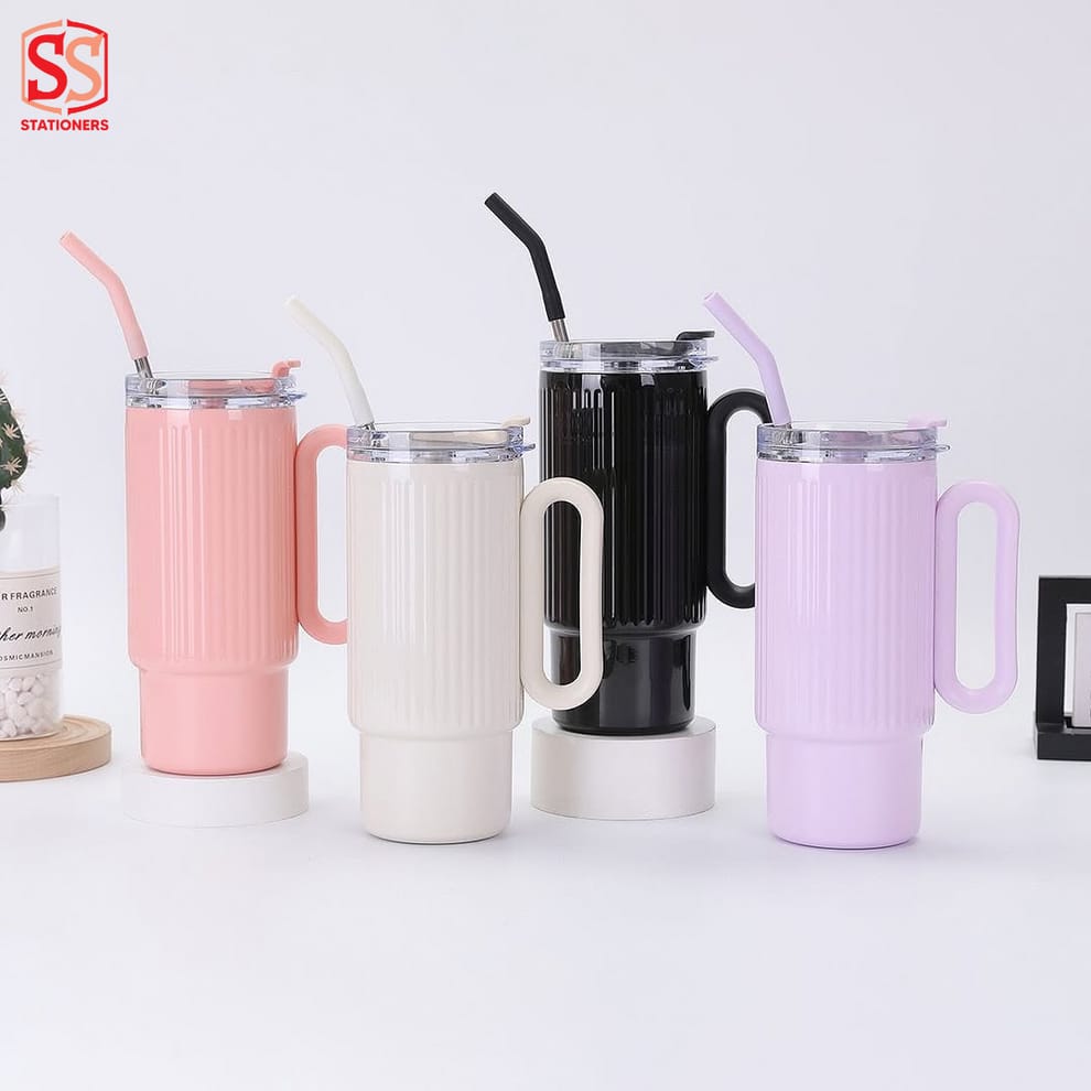 STAINLESS STEEL TUMBLER WITH STEEL STRAW (1100ML)