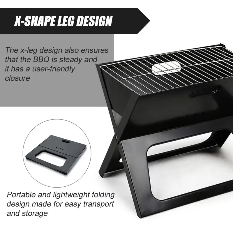 FOLDABLE PORTABLE CHARCOAL BBQ GRILL