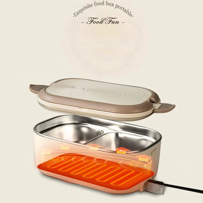 ELECTRIC HEATED LUNCH BOX (STAINLESS STEEL) ✅