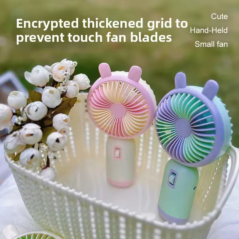 MINI HANDHELD FAN PORTABLE USB RECHARGEABLE 3 SPEED COOLING ✅