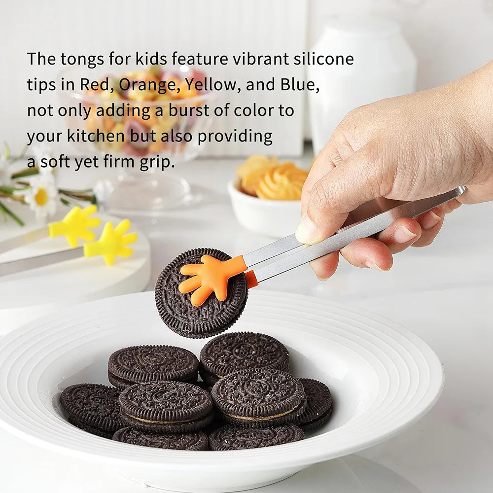 STAINLESS STEEL SILICONE MINI FOOD TONG (HAND SHAPED CLIP)