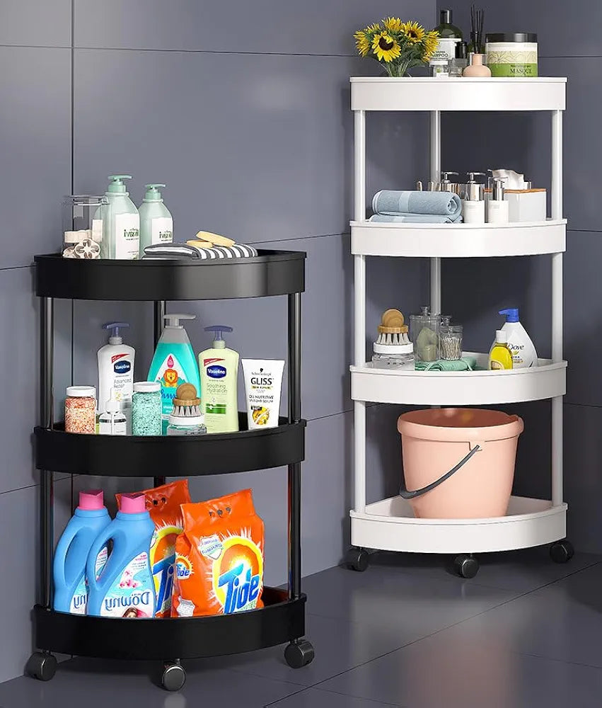 MULTIPURPOSE LAYER CORNER RACK PLASTIC & METAL ROD (4 LAYER) ✅