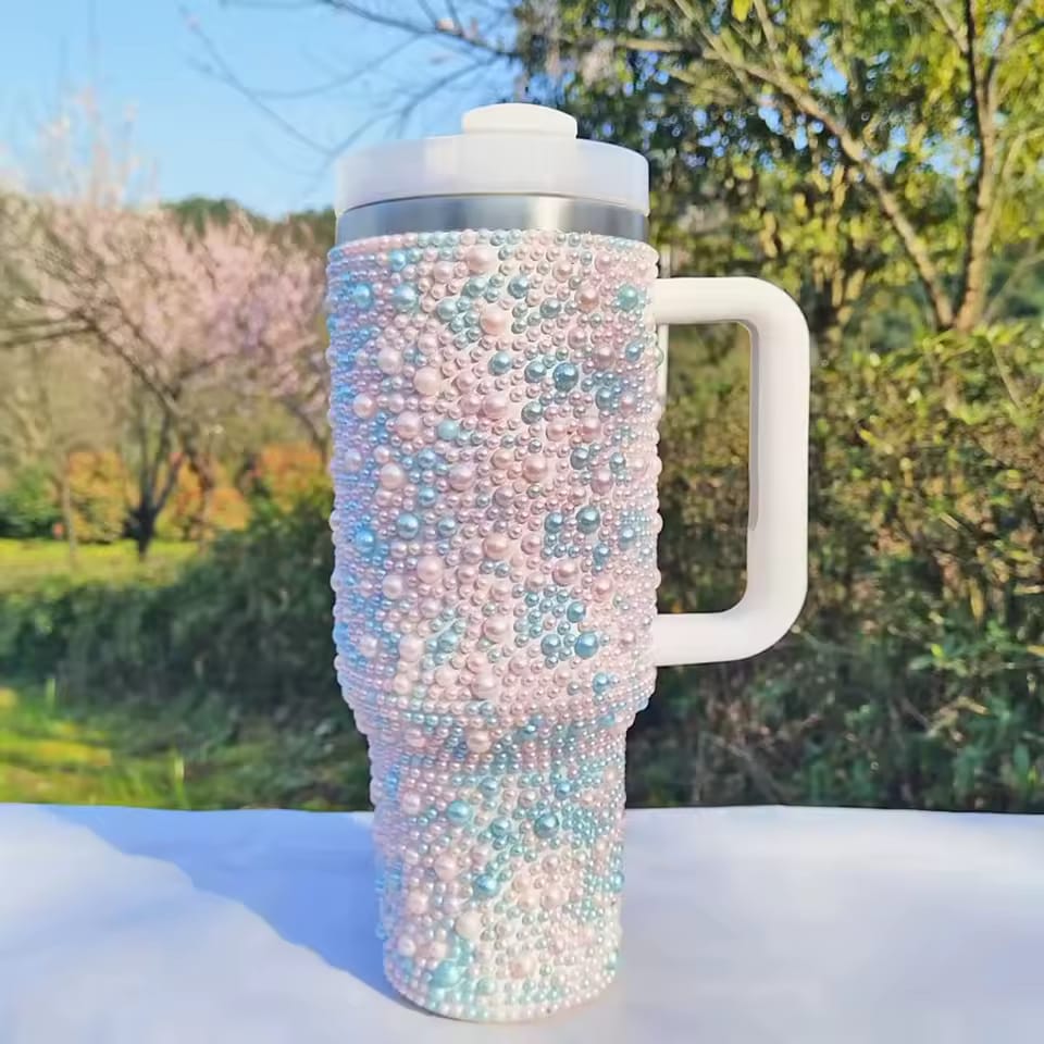 PEARL RHINESTONE TUMBLER (STAINLESS STEEL)