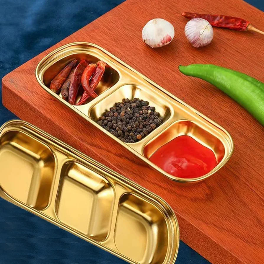 3 PORTION STAINLESS STEEL SAUCE TRAY