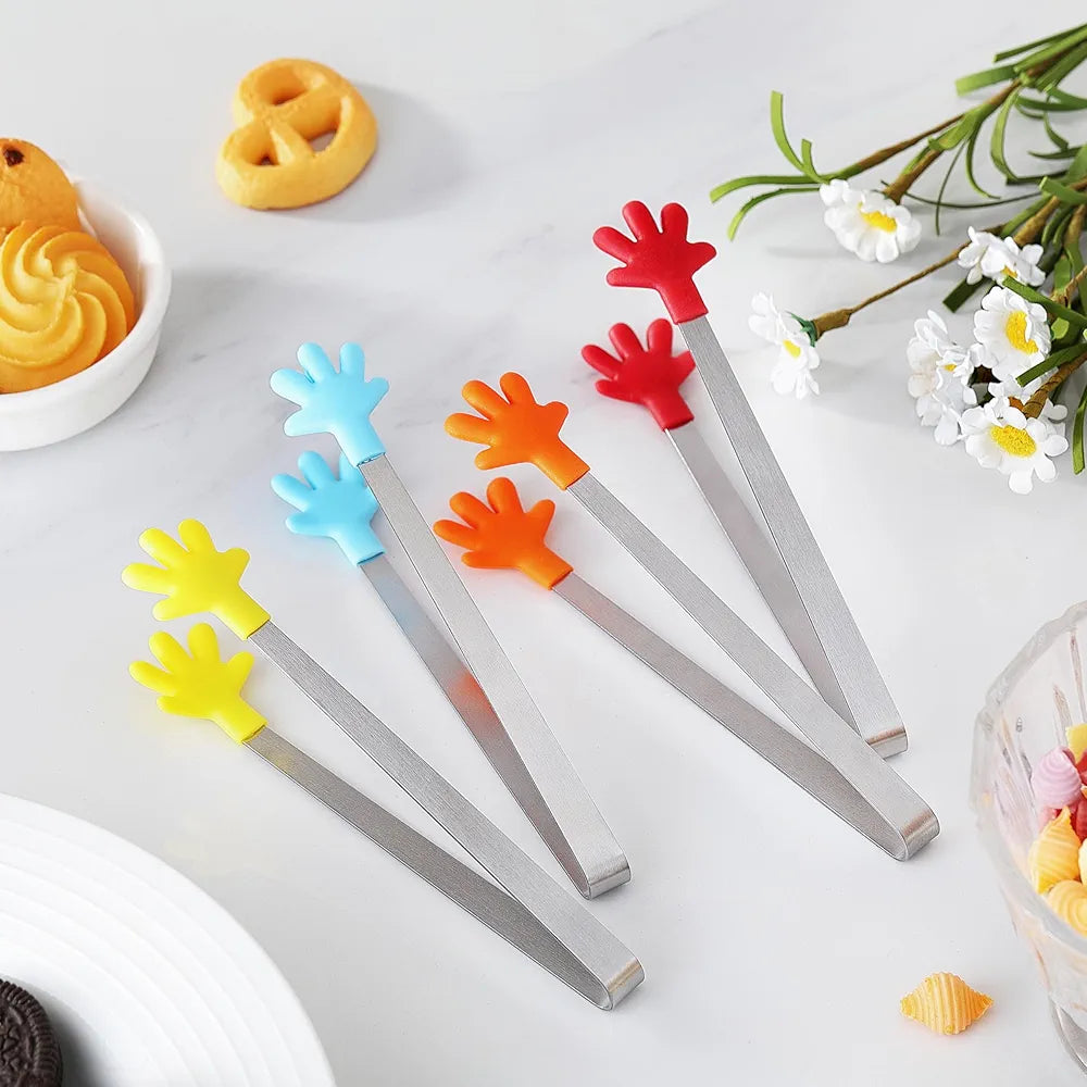 STAINLESS STEEL SILICONE MINI FOOD TONG (HAND SHAPED CLIP)