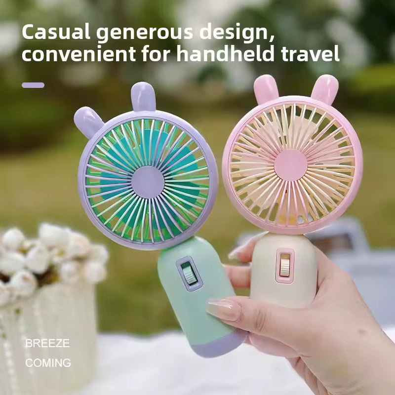 MINI HANDHELD FAN PORTABLE USB RECHARGEABLE 3 SPEED COOLING ✅
