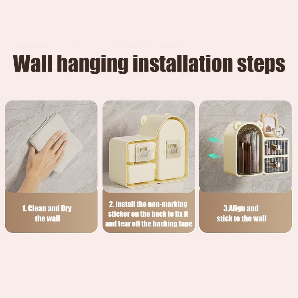 360° ROTATING BEAR MAKEUP STORAGE BOX