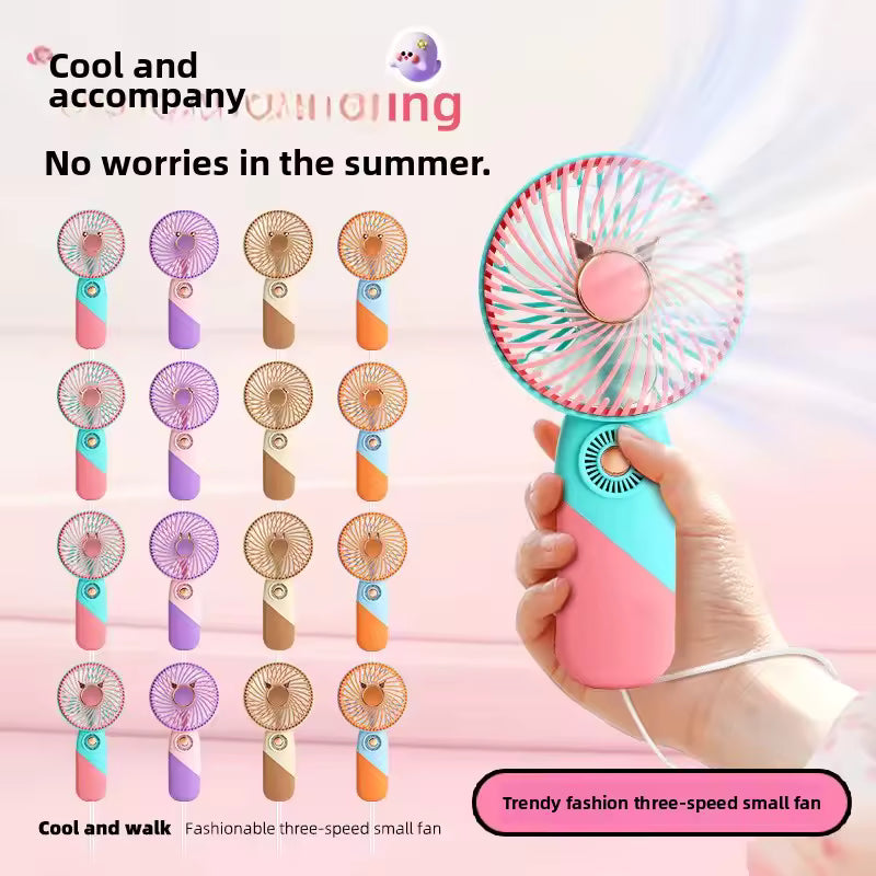 PORTABLE MINI USB FAN CUTE CARTOON DESIGN 3 SPEED ADJUSTABLE