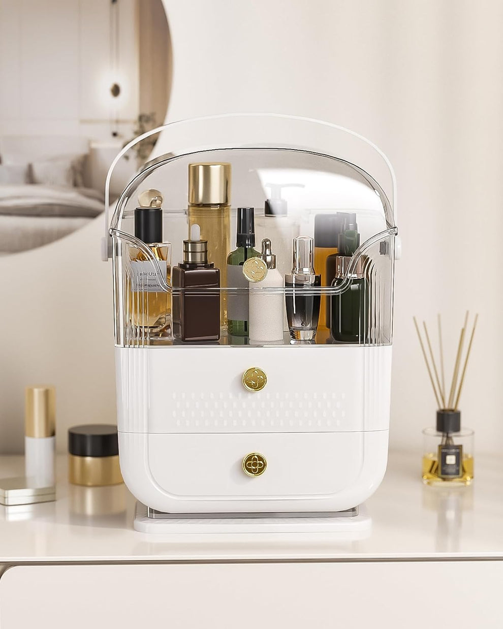 DRAWER LUXURIOUS VANITY COSMETICS STORAGE ORGANIZER BOX