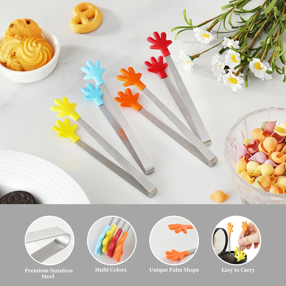 STAINLESS STEEL SILICONE MINI FOOD TONG (HAND SHAPED CLIP)