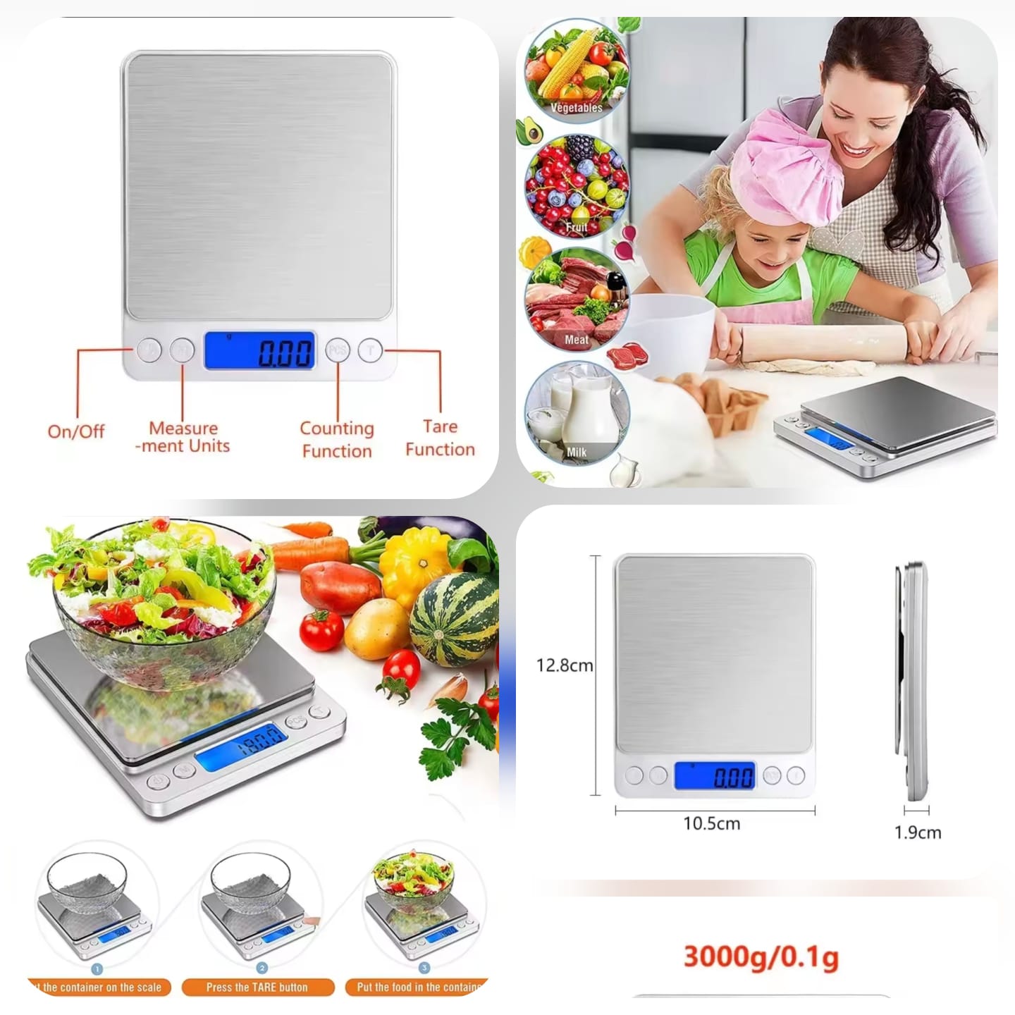 DIGITAL KITCHEN SCALE LED DISPLAY