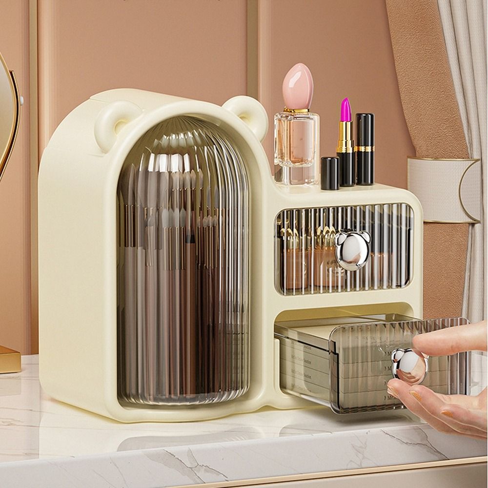 360° ROTATING BEAR MAKEUP STORAGE BOX