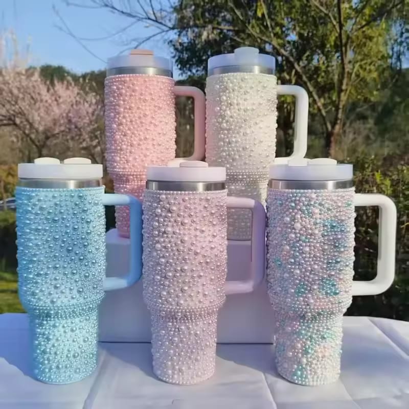 PEARL RHINESTONE TUMBLER (STAINLESS STEEL)