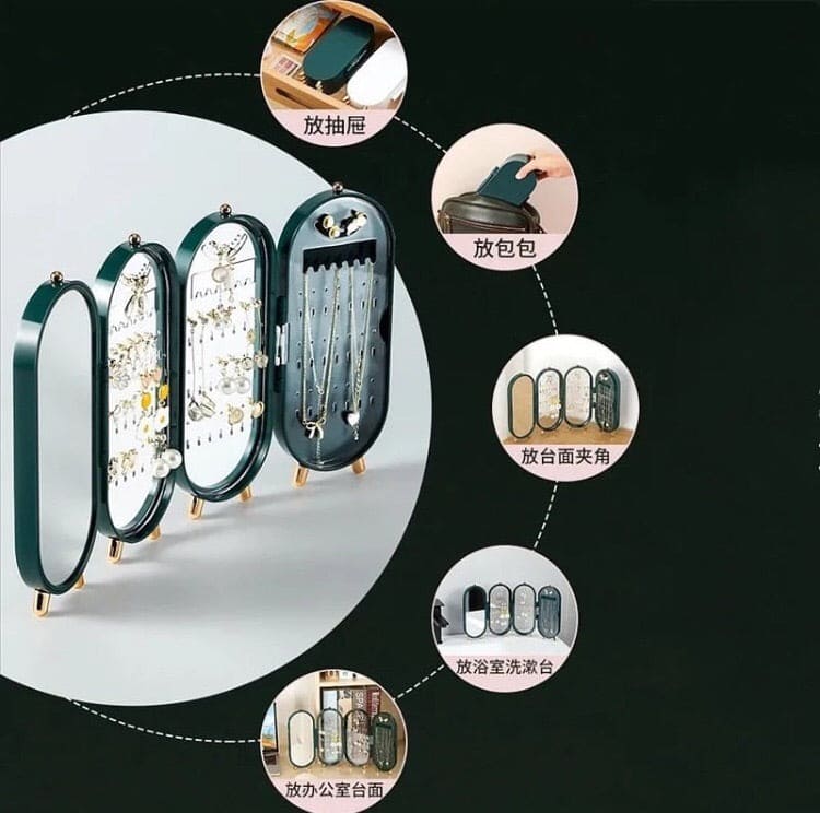 4 GRID FOLDABLE DESKTOP JEWELLERY ORGANIZER