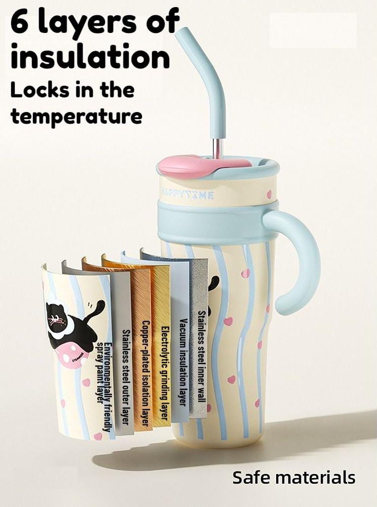 CUTE CARTOON ANIMAL TUMBLER WITH STRAW