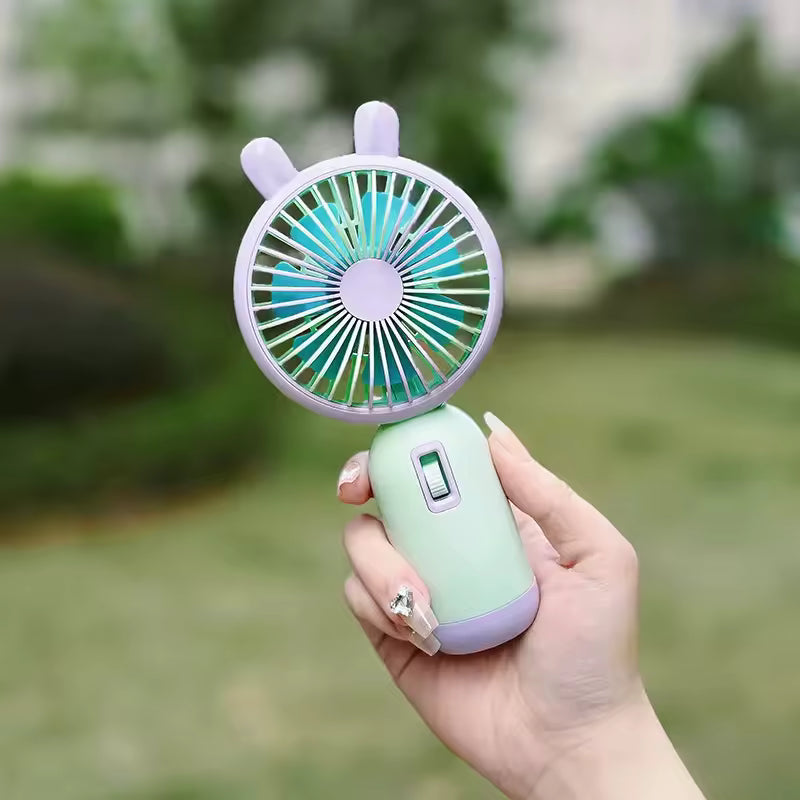 MINI HANDHELD FAN PORTABLE USB RECHARGEABLE 3 SPEED COOLING ✅