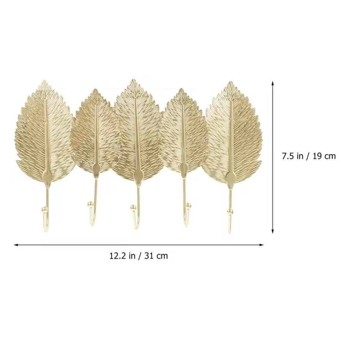 MULTIPURPOSE WALL MOUNTED METAL LEAF SHAPE HOOK