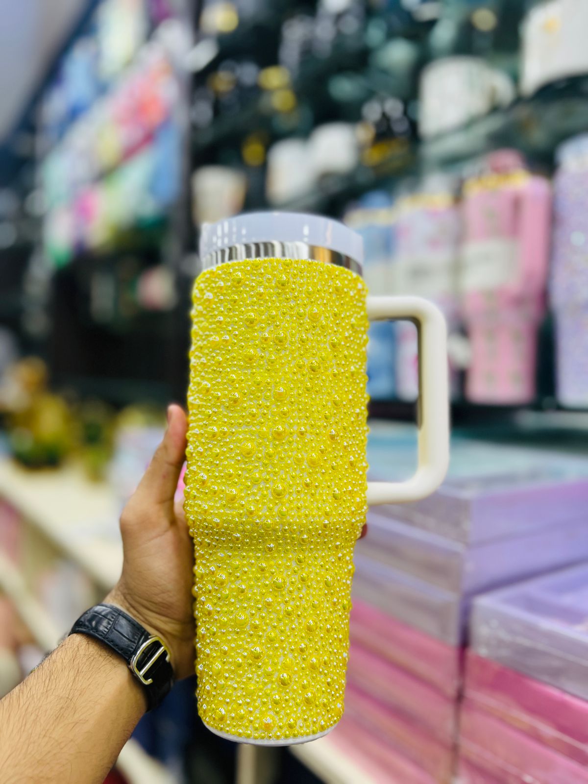 PEARL RHINESTONE TUMBLER (STAINLESS STEEL)