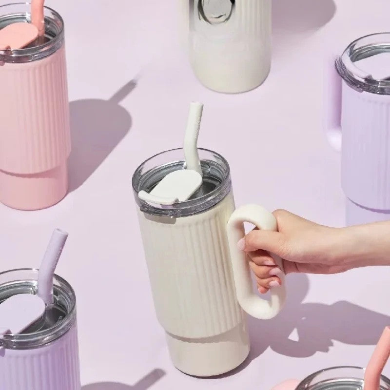 STAINLESS STEEL TUMBLER WITH STEEL STRAW (1100ML)