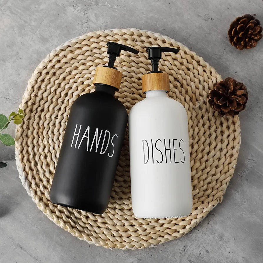 HAND AND DISH SOAP DISPENSER GLASS MATERIAL (PAIR)