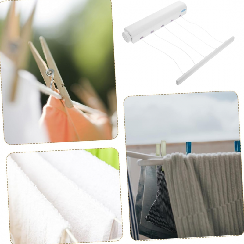 WALL MOUNTED RETRACTABLE INDOOR CLOTHES HANGER DRYING RACK