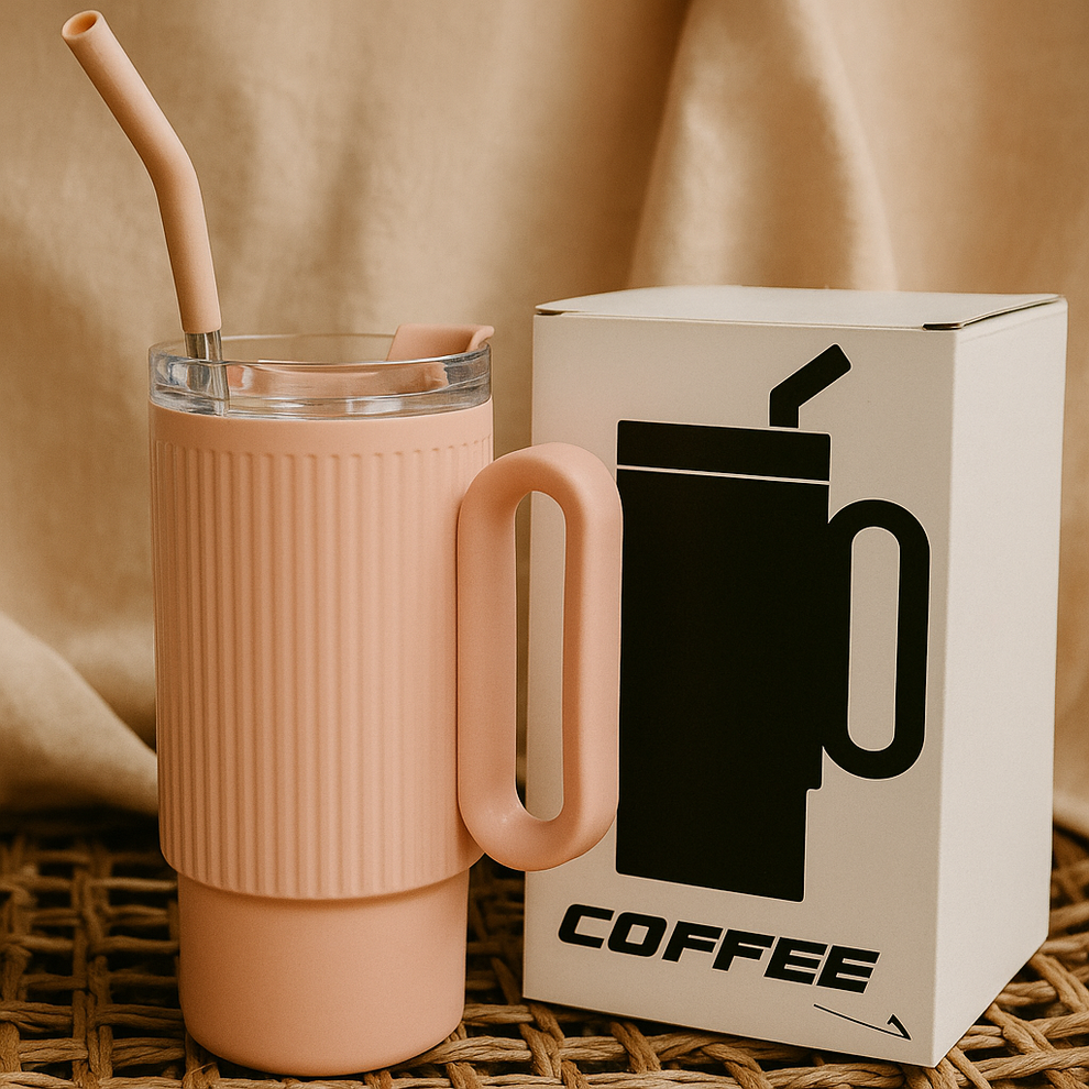 STAINLESS STEEL TUMBLER WITH STEEL STRAW (1100ML)