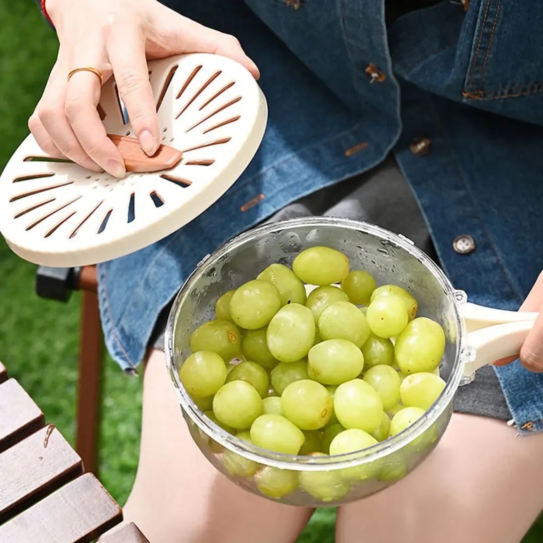 MULTIFUNCTIONAL FRUIT AND VEGETABLE DRAINING BASKET WITH LID