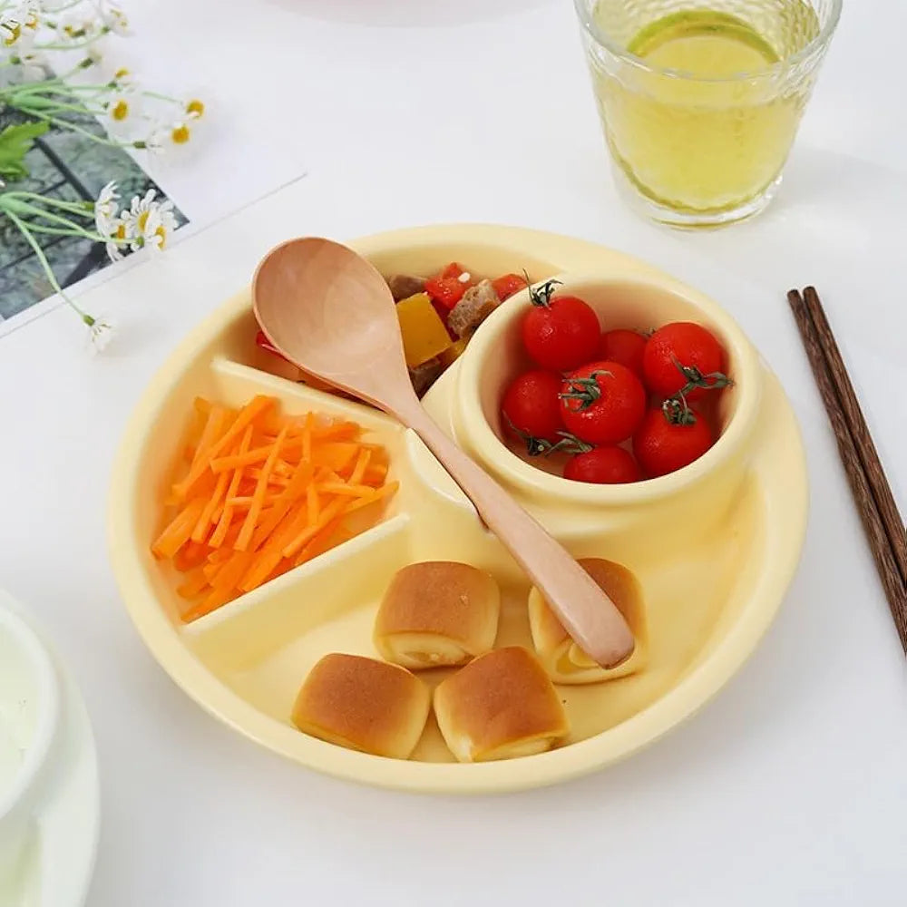 4 COMPARTMENT ROUND PLASTIC DINNER PLATE